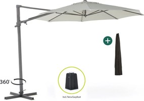 Parasol Shadowline Francisco | Inclusief hoes | Rond | 330cm | Met draaihendel | Grijs/Antraciet  | Kees Smit Tuinmeubelen