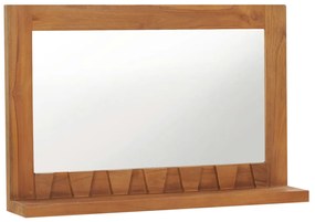 vidaXL Wandspiegel met schap 60x12x40 cm massief teakhout