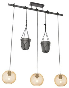 Eettafel / Eetkamer Industriële hanglamp goud 3-lichts - Flor Industriele / Industrie / Industrial E27 Binnenverlichting Lamp
