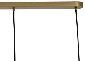 Hanglamp brons met smoke amber en groen glas langwerpig 4-lichts - Bao