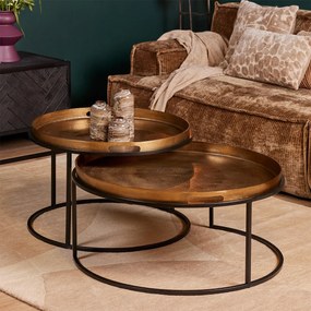 Starfurn Puck Ronde Salontafel Set Goud Aluminium