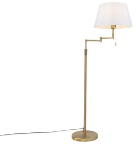 Vloerlamp brons met witte kap en verstelbare arm - Ladas Deluxe