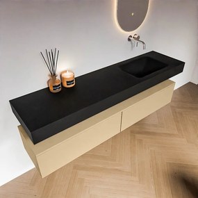 Zaro Alan badmeubel 180cm sand 2 lades met vrijhangende wastafel cloud rechts zonder kraangat urban