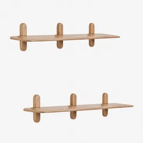 Set Van 2 Wandplanken In Veleta-hout Mangohout & ↔︎ 130 Cm - Sklum