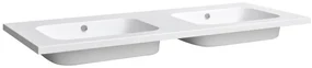 Lambini Designs Eliot dubbele wastafel mineraalmarmer 120cm met 2 kraangaten wit mat