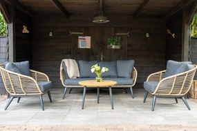 Stoel en Bank Loungeset 5 personen Wicker Taupe  Coco Coco Leonardo