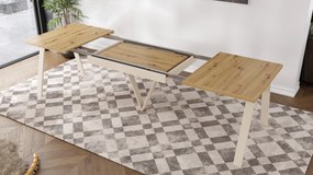 AVERY Eikenhout Artisan/onderkant beige - LOFT/INDUSTRIËLE TAFEL VOOR WOONKAMER / EETKAMER UITKLAPBAAR TOT 290 cm!