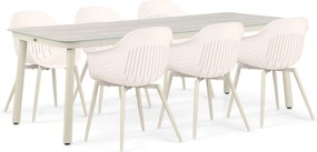 Tuinset 6 personen 220 cm Kunststof Taupe Lifestyle Garden Furniture Lissabon/Tavano