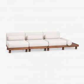 3-delige Modulaire Tuinbank Met Zijtafel Van Acaciahout Edrien Acacia Bruin - Sklum