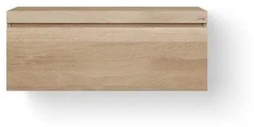 Looox Wood collection Wooden Drawer BoX ladenkast met 1 lade 100x45x46cm met softclose eiken old grey WDB1000