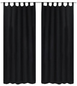 vidaXL Micro-Satijnen Gordijnen met Ringen 140 x 175 cm 2 stuks (Zwart)