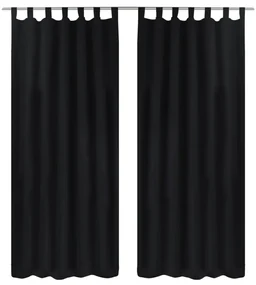 vidaXL Micro-Satijnen Gordijnen met Ringen 140 x 175 cm 2 stuks (Zwart)