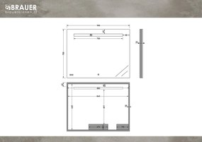 Brauer Quartz rechthoekige spiegel met verlichting 90x70cm