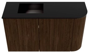 Mondiaz Joya 70cm toiletmeubel ronding rechts walnut met wastafel faye links 1 kraangat urban
