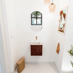 Mondiaz Joya DLux 40cm toiletmeubel ruby met wastafel faye midden zonder kraangat frappe
