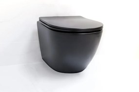 SaniGoods Apollo mat zwarte toiletpot inclusief zitting anti-kalk 48cm