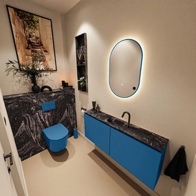 Mondiaz Ture DLux toiletmeubel 120cm jeans met wastafel lava midden met kraangat