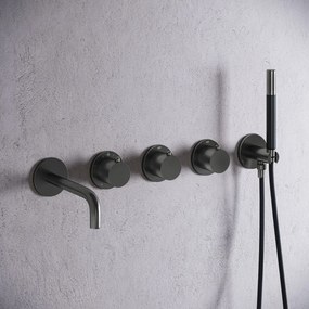 Saniclear Plus Curved Pro inbouw badkraan met 20cm uitloop verouderd ijzer - gunmetal