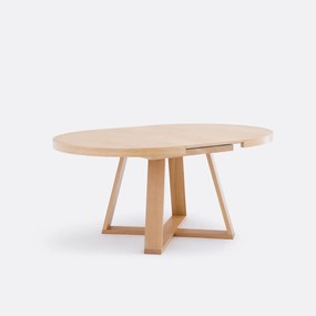 Eettafel, rond, uitschuifbaar, eiken en gefineerd, 4 tot 10 couverts, ULMU