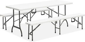 Inklapbare cateringtafelset 180 cm + 2 banken