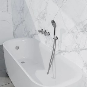 Fortifura Nebbio Badcombinatie-set - thermostaatkraan - wandaansluitbocht met handdouchehouder - gladde doucheslang - ronde handdouche - badvulcombinatie - chroom SW1183064 SW1183076 SW1183077 SW542643 SW706209 SW