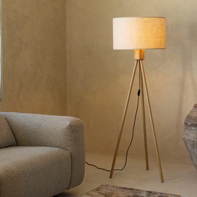 Zuiver Fan Bamboo Houten Driepoot Vloerlamp