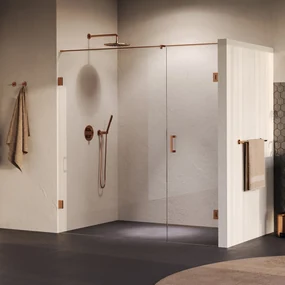 Brauer Void profielloze nisdeur 200cm met draaideur 70cm aan muur koper geborsteld PVD