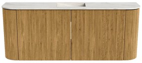Mondiaz Joya DLux 105cm toiletmeubel ronding links/rechts oak met wastafel faye midden zonder kraangat ostra