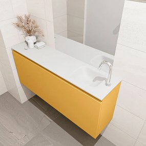 Mondiaz Olan 120cm toiletmeubel ocher met wastafel talc rechts 1 kraangat