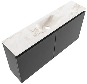 Mondiaz Ture DLux toiletmeubel 100cm dark grey met wastafel frappe midden zonder kraangat