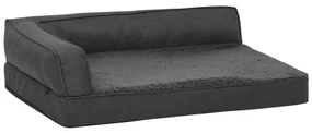 vidaXL Hondenbed ergonomisch linnen-look 75x53 cm fleece donkergrijs