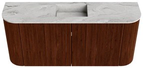 Mondiaz Joya DLux 95cm toiletmeubel ronding links/rechts ruby met wastafel faye midden 1 kraangat glace