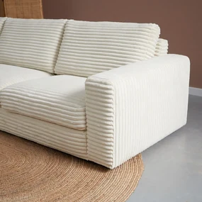 PEPP Interiors Uno Hoekbank Mega Ribstof Creme Links