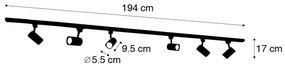 Modern railsysteem met 6 Spot / Opbouwspot / Plafondspots zwart 1-fase 194cm - Iconic Jeana Modern GU10 rond Binnenverlichting Lamp