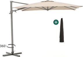 Parasol Shadowline Francisco | Inclusief hoes | Vierkant | 300x300cm | Met draaihendel | Bruin | Kees Smit Tuinmeubelen