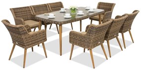 Tuinmeubelen van kunststof rotan Córdoba voor 8 personen Garden Point bruin