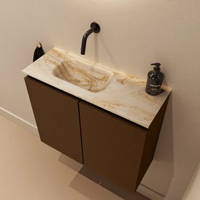 Mondiaz Ture DLux toiletmeubel 60cm rust met wastafel frappe links zonder kraangat