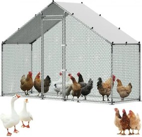 VEVOR Kippenhok, 3x1x2 m, inloopren met waterdichte hoes en stevig frame, pluimveekooi met schuin dak, buitenverblijf voor konijnen, kippen en ganzen