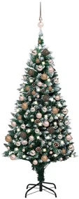 vidaXL Kunstkerstboom met LED's, kerstballen en dennenappels 150 cm
