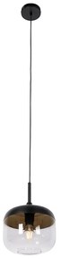 Design hanglamp zwart met goud en smoke glas - Kyan