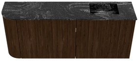 Mondiaz Joya DLux 100cm toiletmeubel ronding links walnut met wastafel faye rechts zonder kraangat lava