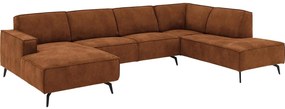 Goossens Hoekbank Hercules bruin, microvezel, 2-zits, modern design met ligelement rechts