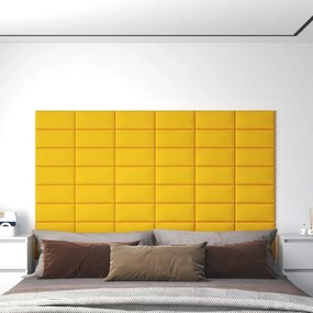 vidaXL Wandpanelen 12 st 0,54 m² 30x15 cm fluweel geel