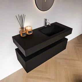 Zaro Alan badmeubel 110cm urban 1 lade met vrijhangende wastafel cloud rechts 1 kraangat urban