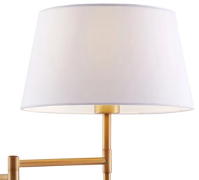 Vloerlamp brons met witte kap en verstelbare leeslamp - Ladas Retro, Klassiek / Antiek E27 Binnenverlichting Lamp