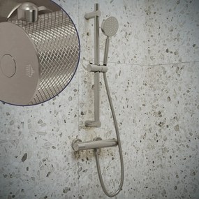 Saniclear Exclusive Curved doucheset RVS met thermostatische kraan, handdouche en glijstang