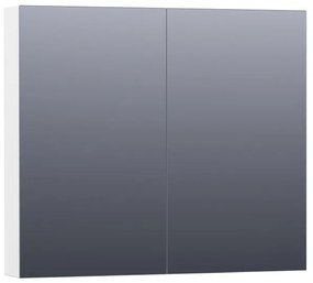 BRAUER Plain Spiegelkast - 80x70x15cm - 2 links/rechtsdraaiende spiegeldeuren - MDF - mat wit SK-PL80MW