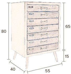 Dutchbone Sol L Halfhoge Ladekast - 55x40x80cm.