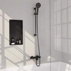 Brauer Black Edition thermostatische badkraan met glijstang en 3 standen handdouche mat zwart