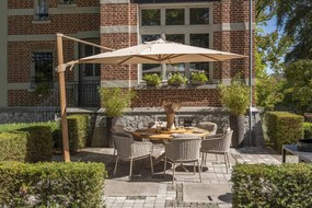 4 Seasons Outdoor Eros tuinset latte met Prado tafel teak blad Ø 160 cm * Sale *  Tuinset    beige weerbestendig
